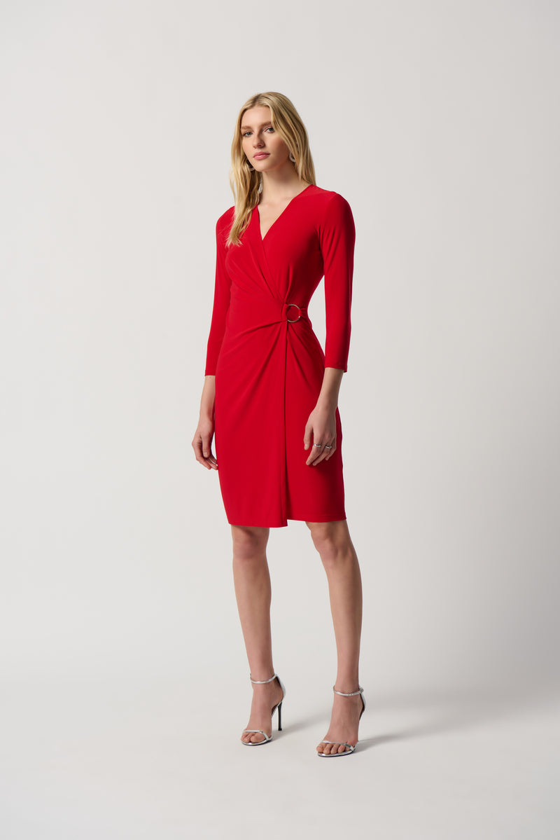 Sophisticated Wrap Dress With "O" Ring Detail