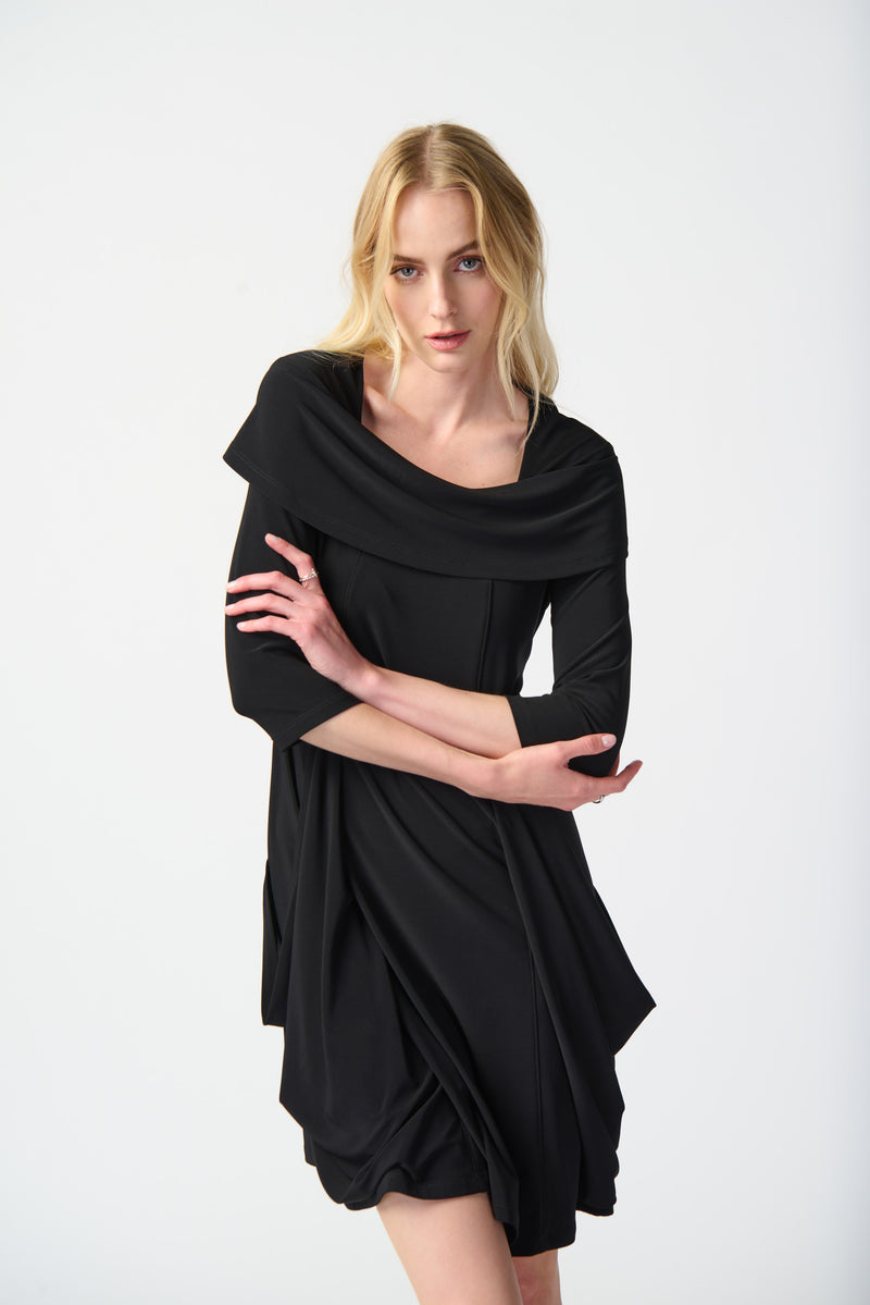 Chic Cowl Collar Cocoon Dress