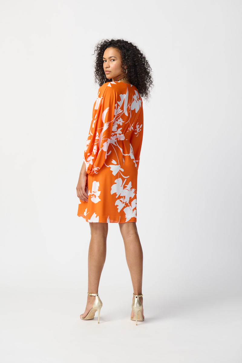 Opulent Orange Floral Print Dress