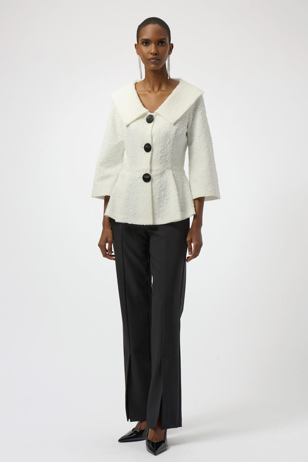 Sequined Bouclé Knit Peplum Jacket