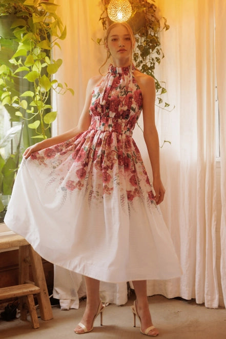 Floral Halter Midi Dress