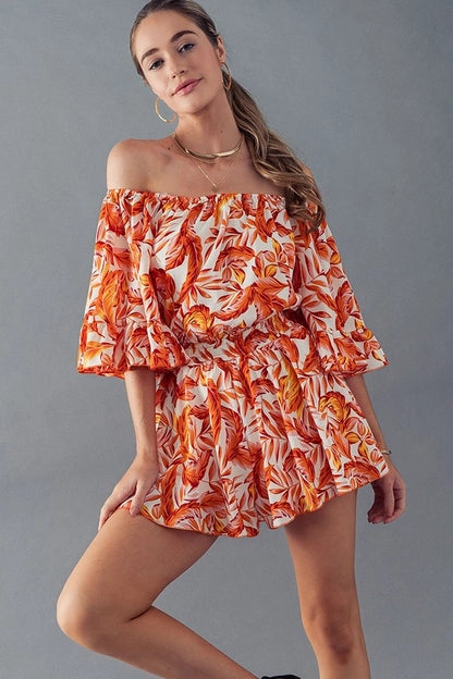 Falling in Love Leaf Print Romper