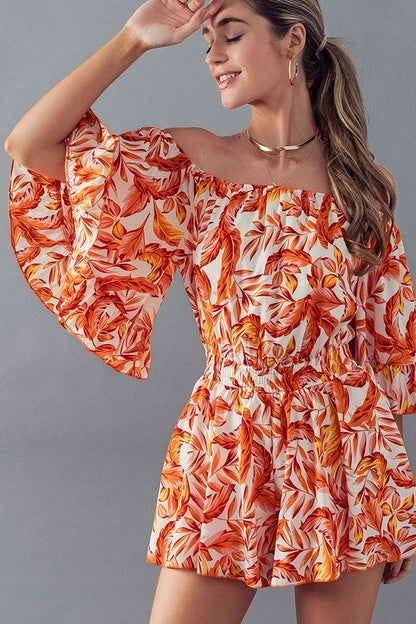 Falling in Love Leaf Print Romper