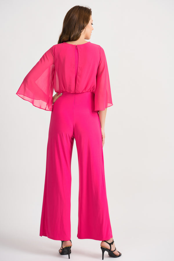 Joseph Ribkoff Hyper Pink Palazzo Jumpsuit