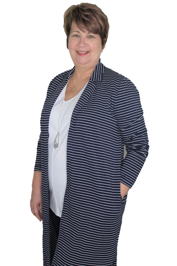 Ann Marie's Boutique Navy and White Striped Duster